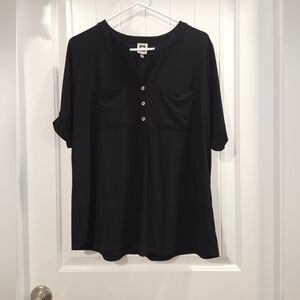 Anne Klein Black Short Sleeve Blouse